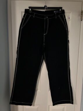 GAP Black Wide-Leg Jeans with Contrasting White Stitching rave punk stylish goth
